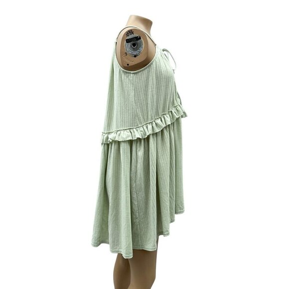 Free People Rosaline Tunic Dress Green Mini Tiered Rope Strap Summer Flowy M - Picture 7 of 13